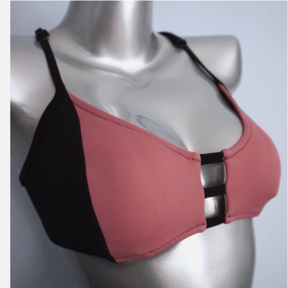 PINK Victorias Secret Swim Bikini Top Nwt Strappy Begonia Color Block M (A-C)